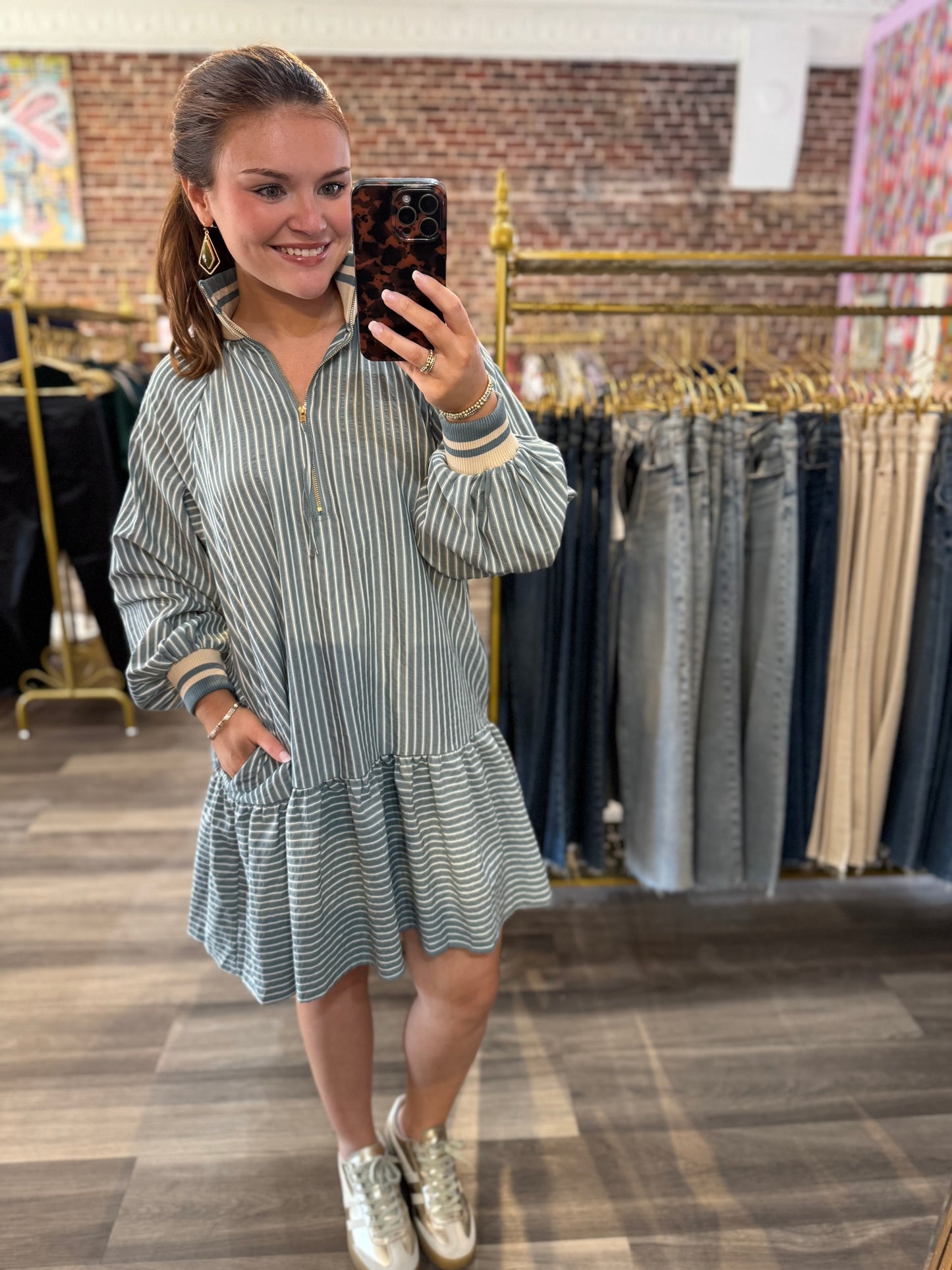 Celia Mini in Teal Stripes