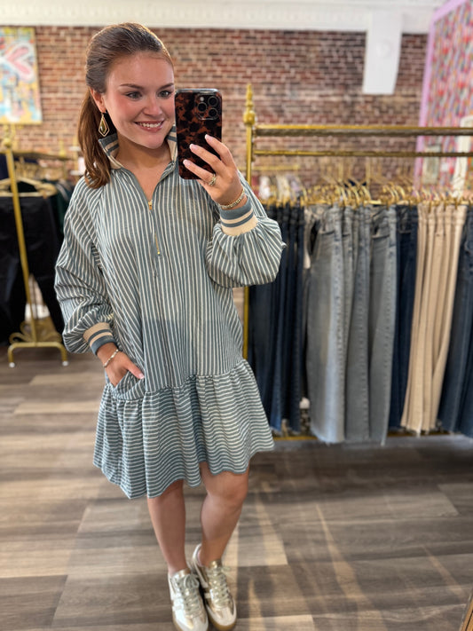 Celia Mini in Teal Stripes
