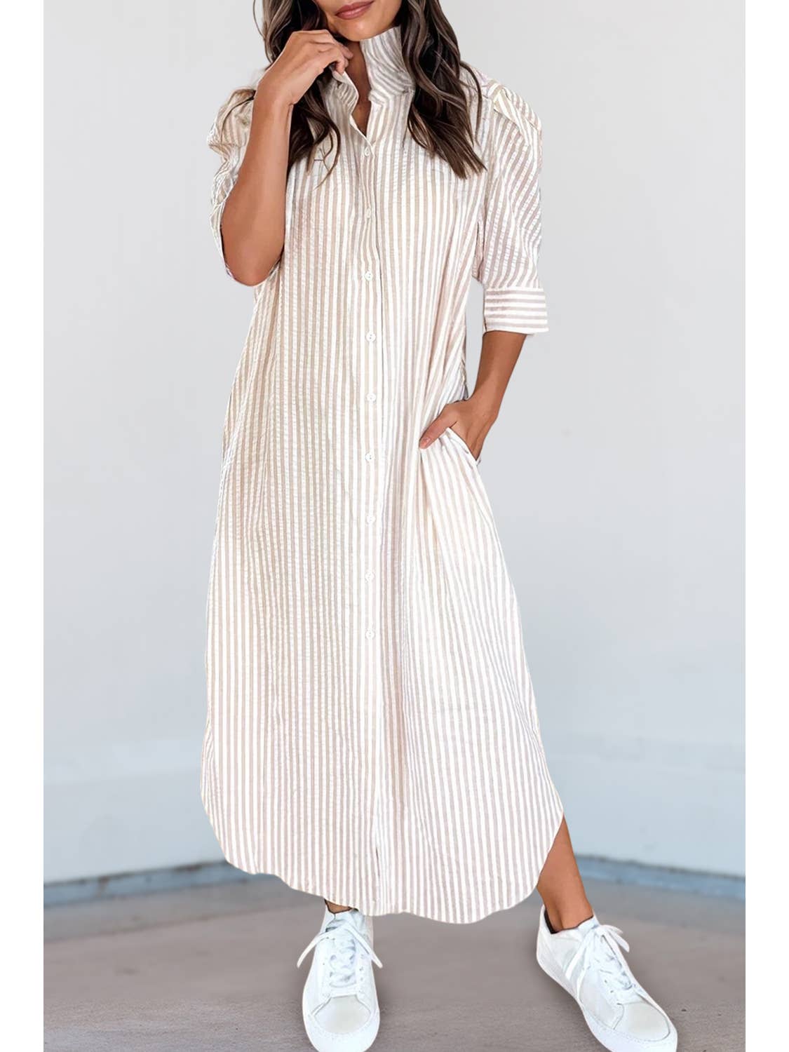 Allison Striped Shirt Maxi