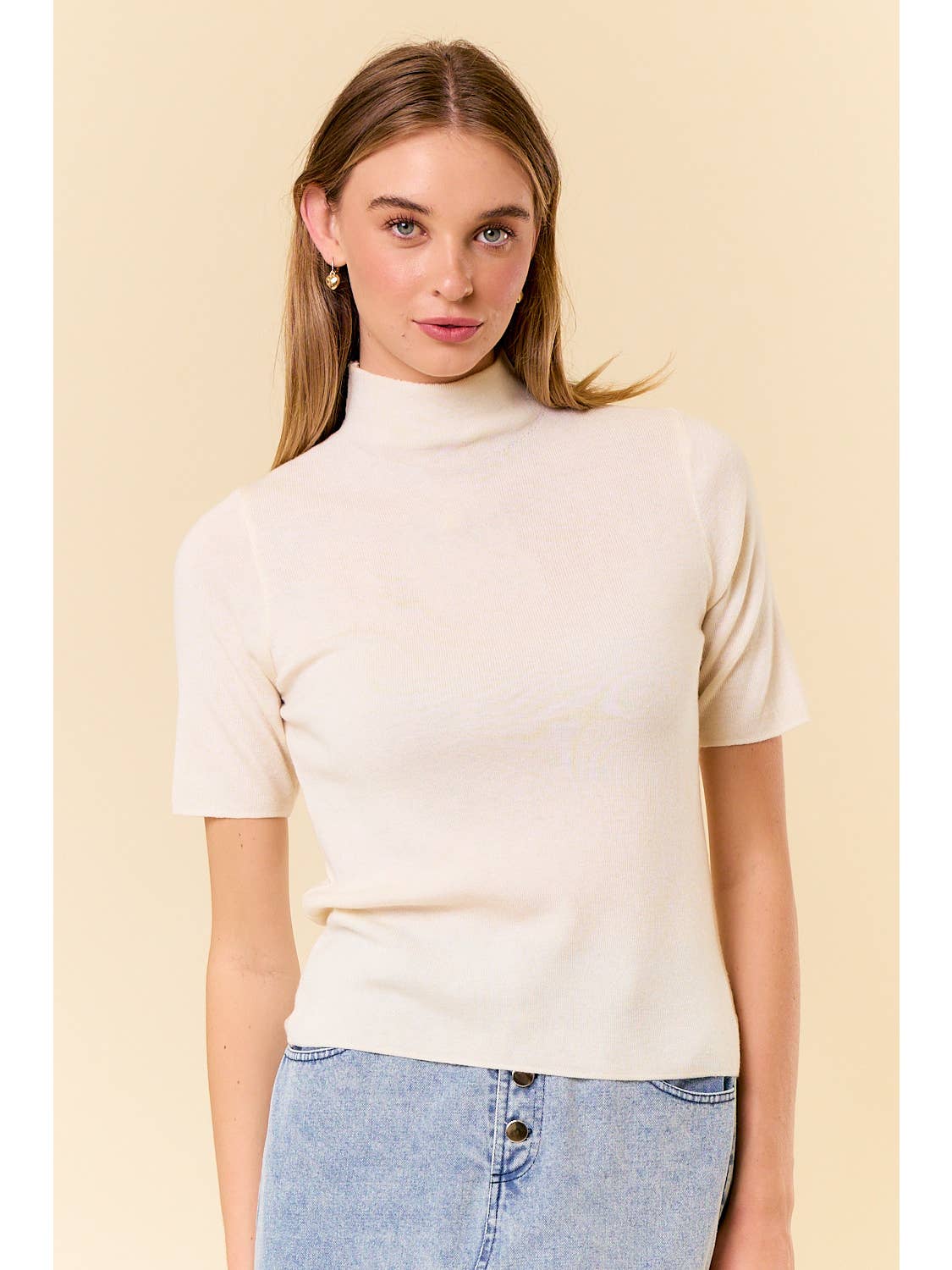 Caroline Mock Neck in Cream