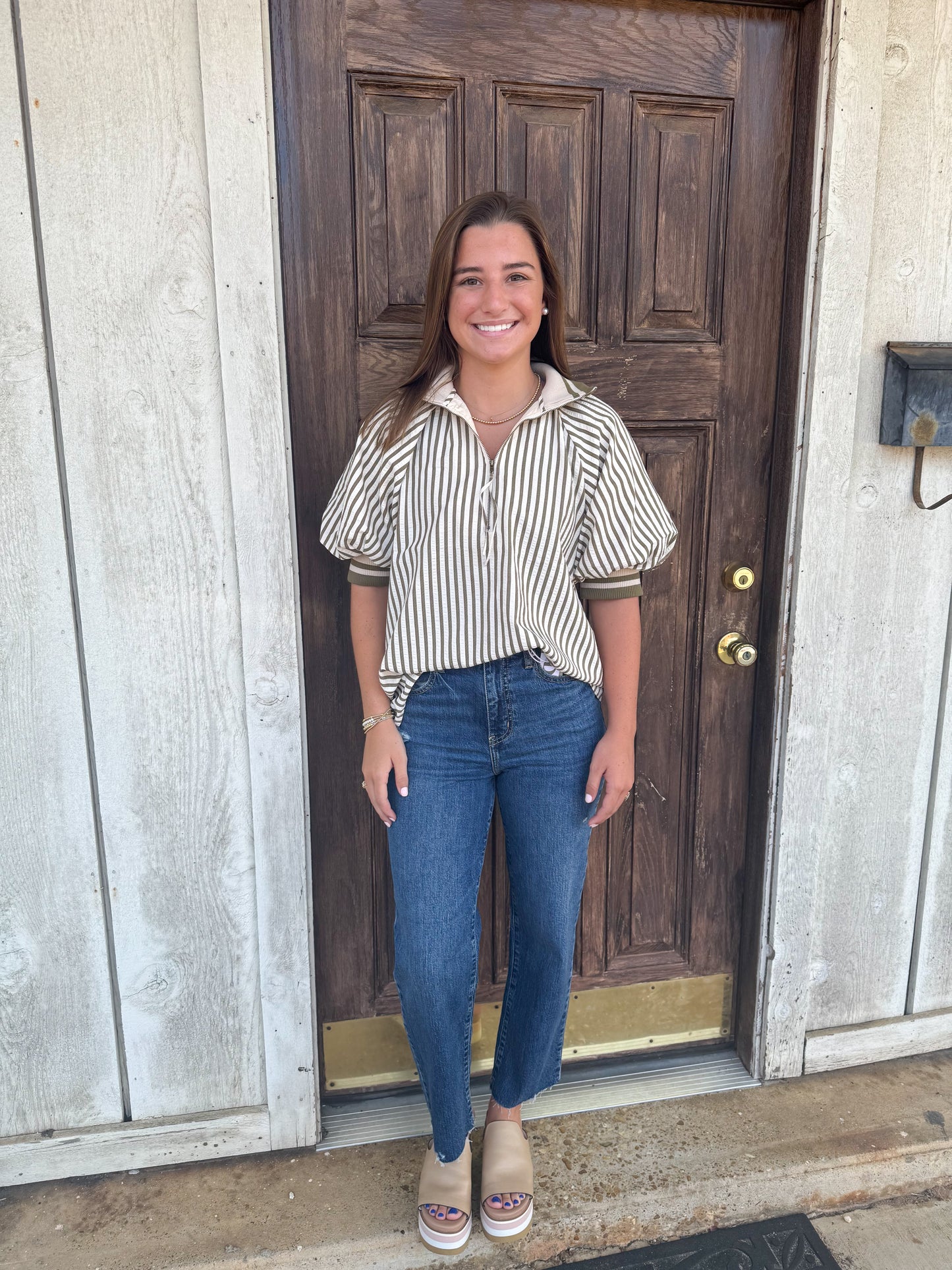 Makenna Top in Olive Stripe