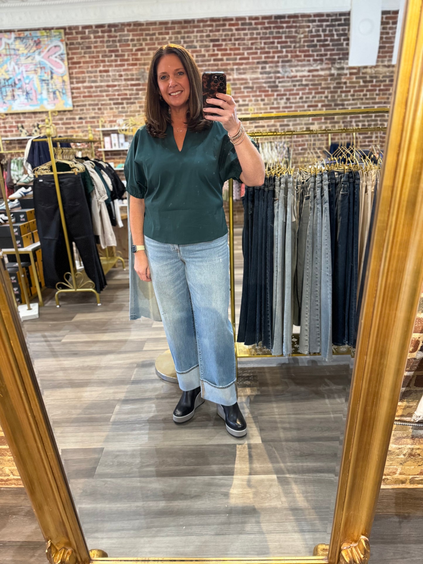 Savannah Top in Hunter Green