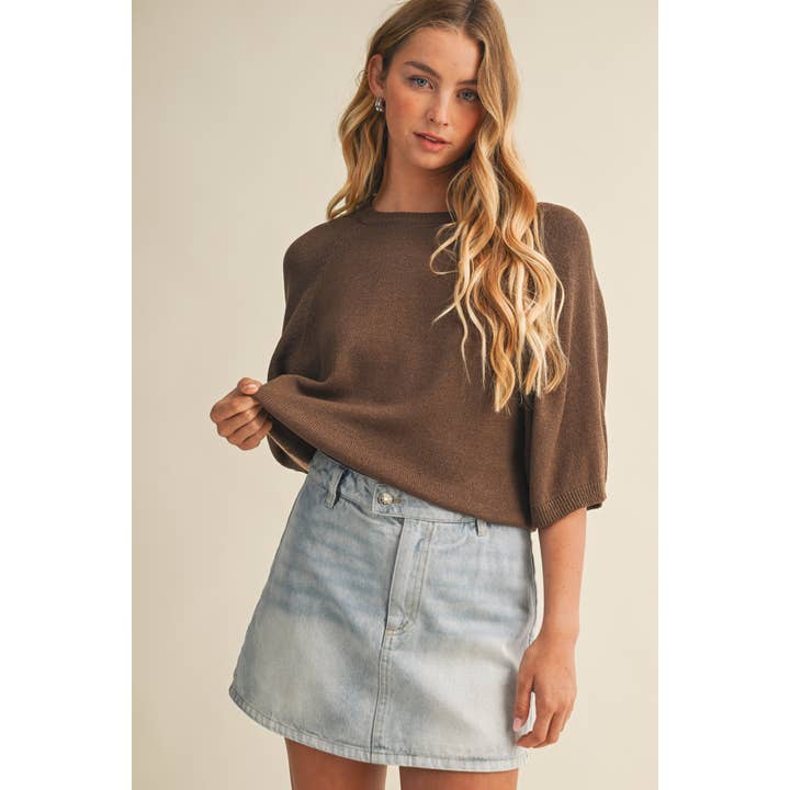 Raglan Short Sleeve Sweater