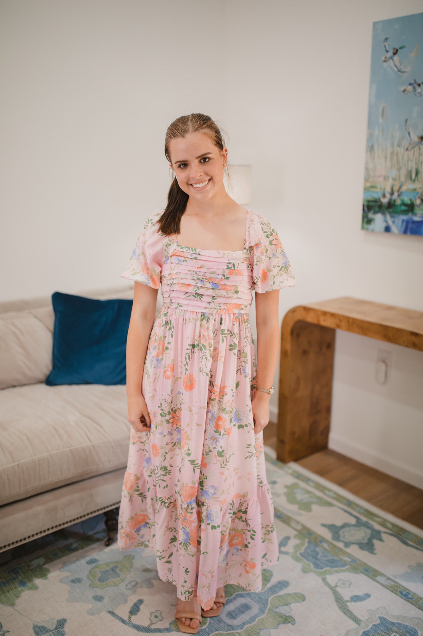 Emma Floral Midi in Pink