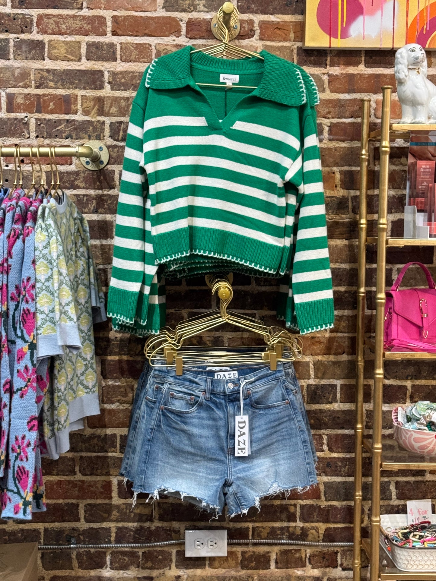 Audrey Sweater in Green Stripe