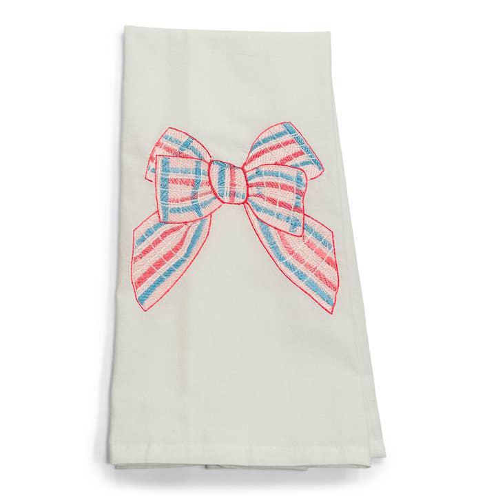 Pink Preppy Bow Tea Towel