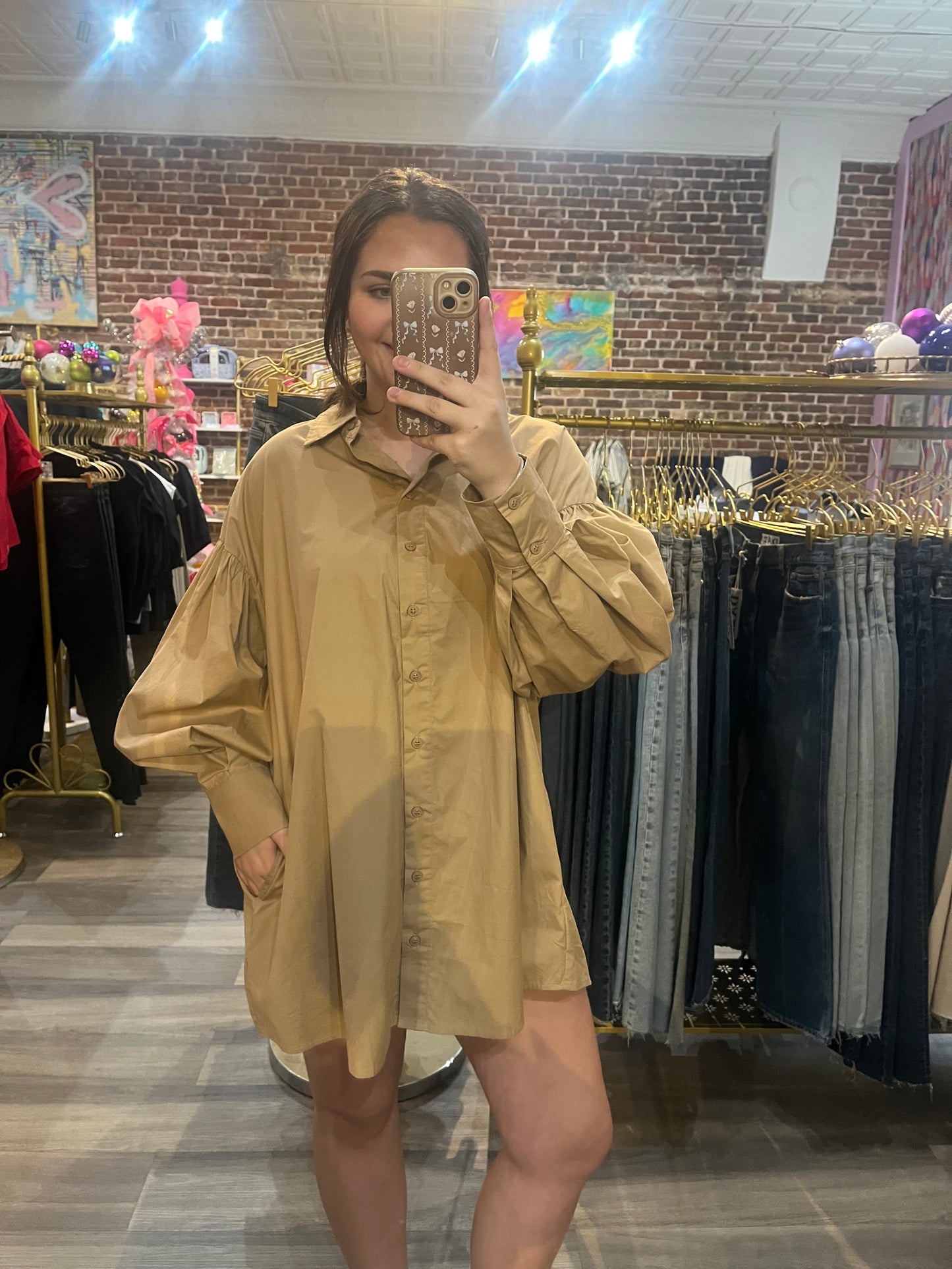 Addison Shirt Dress in Mocha