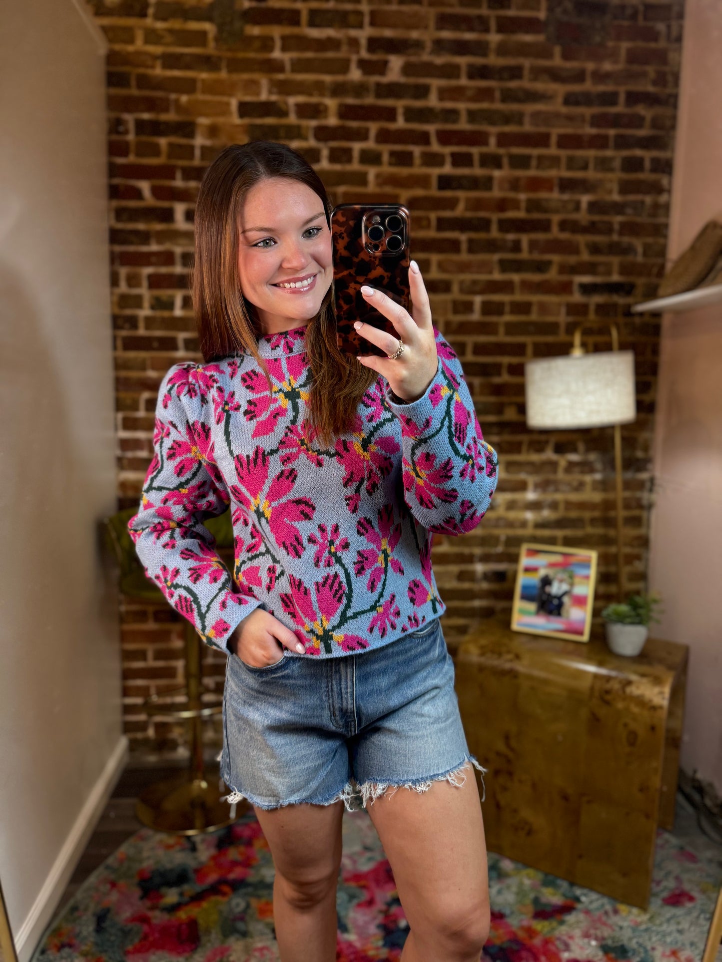 Martin Sweater in Blue/Fuchsia