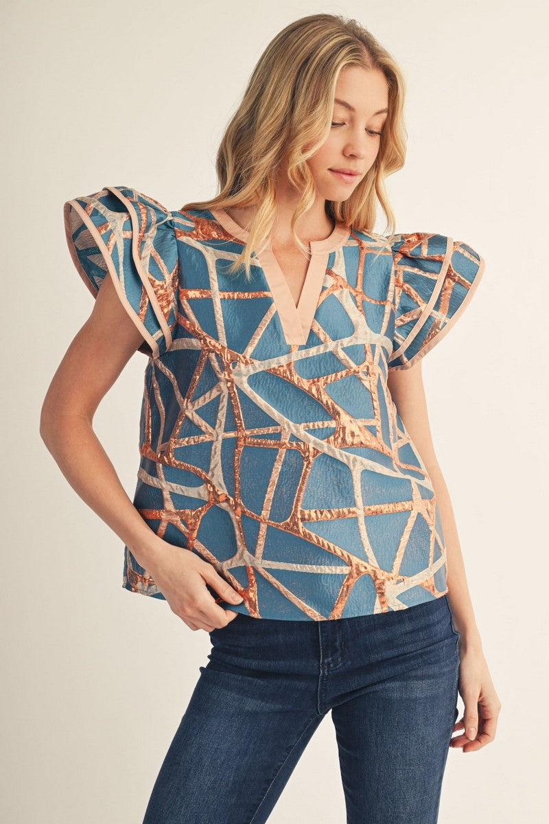 The Cece Top in Turquoise