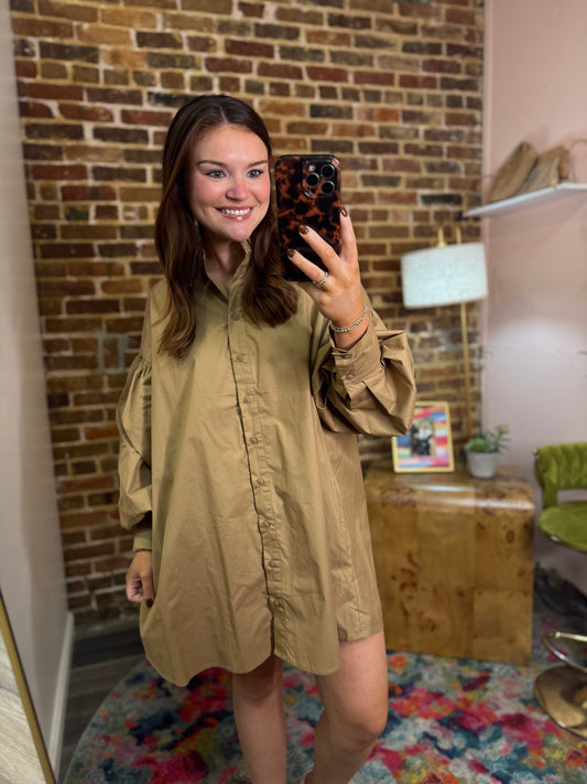 Addison Shirt Dress in Mocha