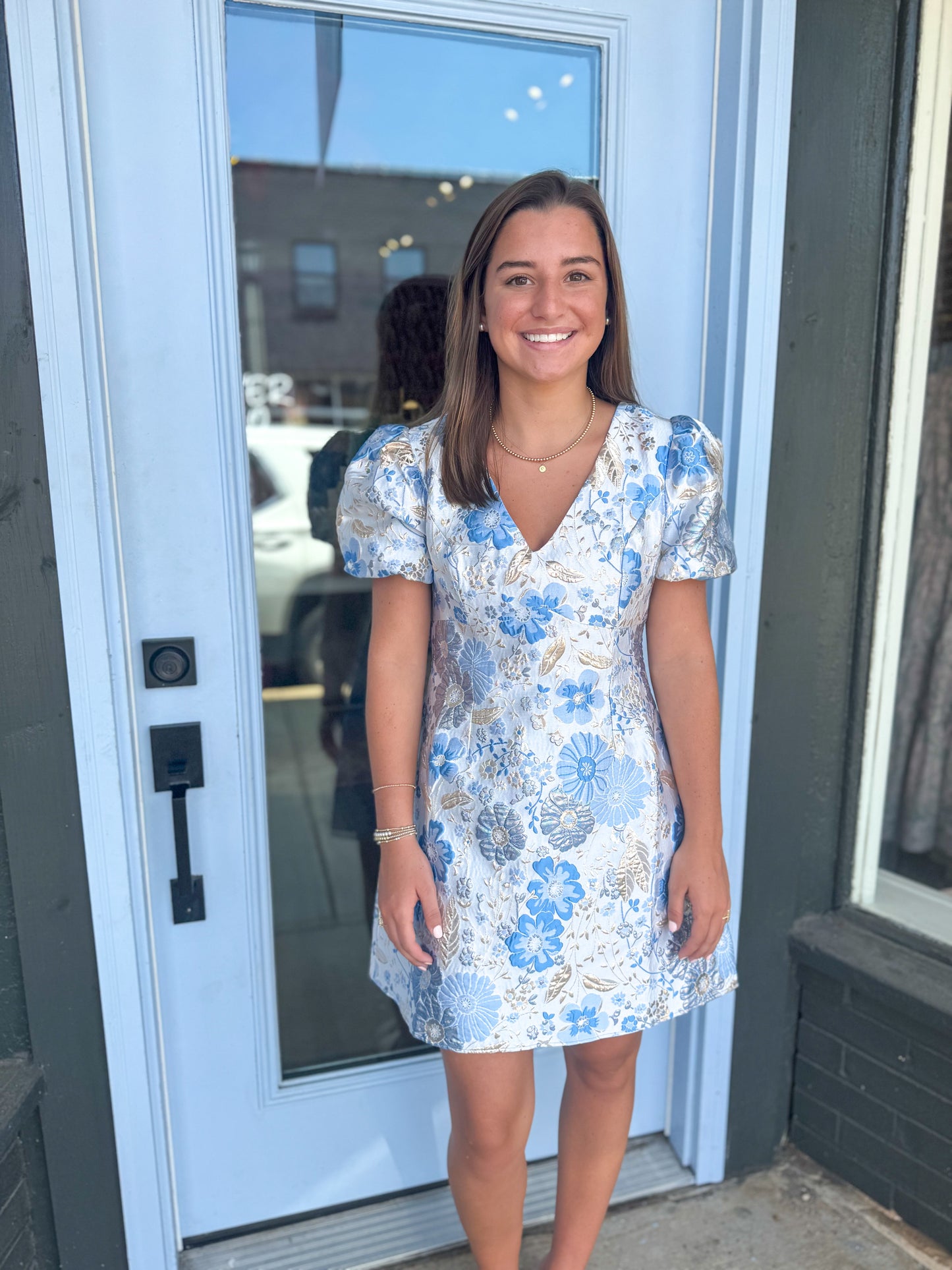 Ansley Mini in Blue Jacquard
