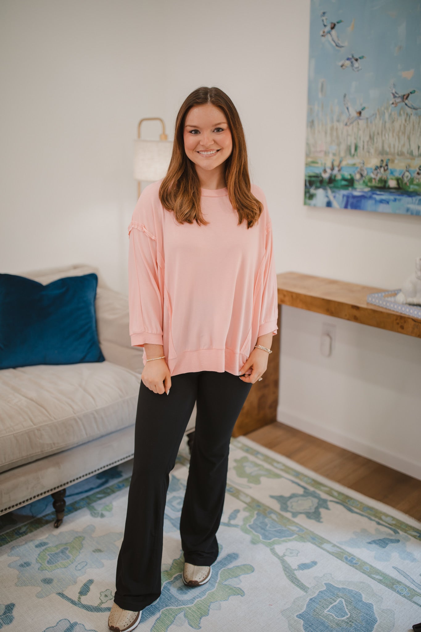 Carson Top in Peach Pink