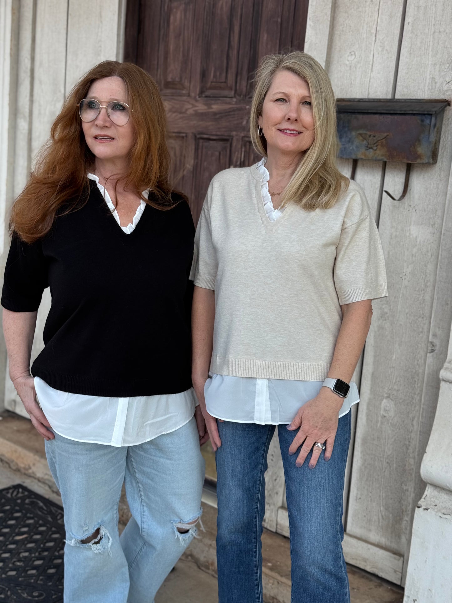 Mixed Media Layered Knit Top