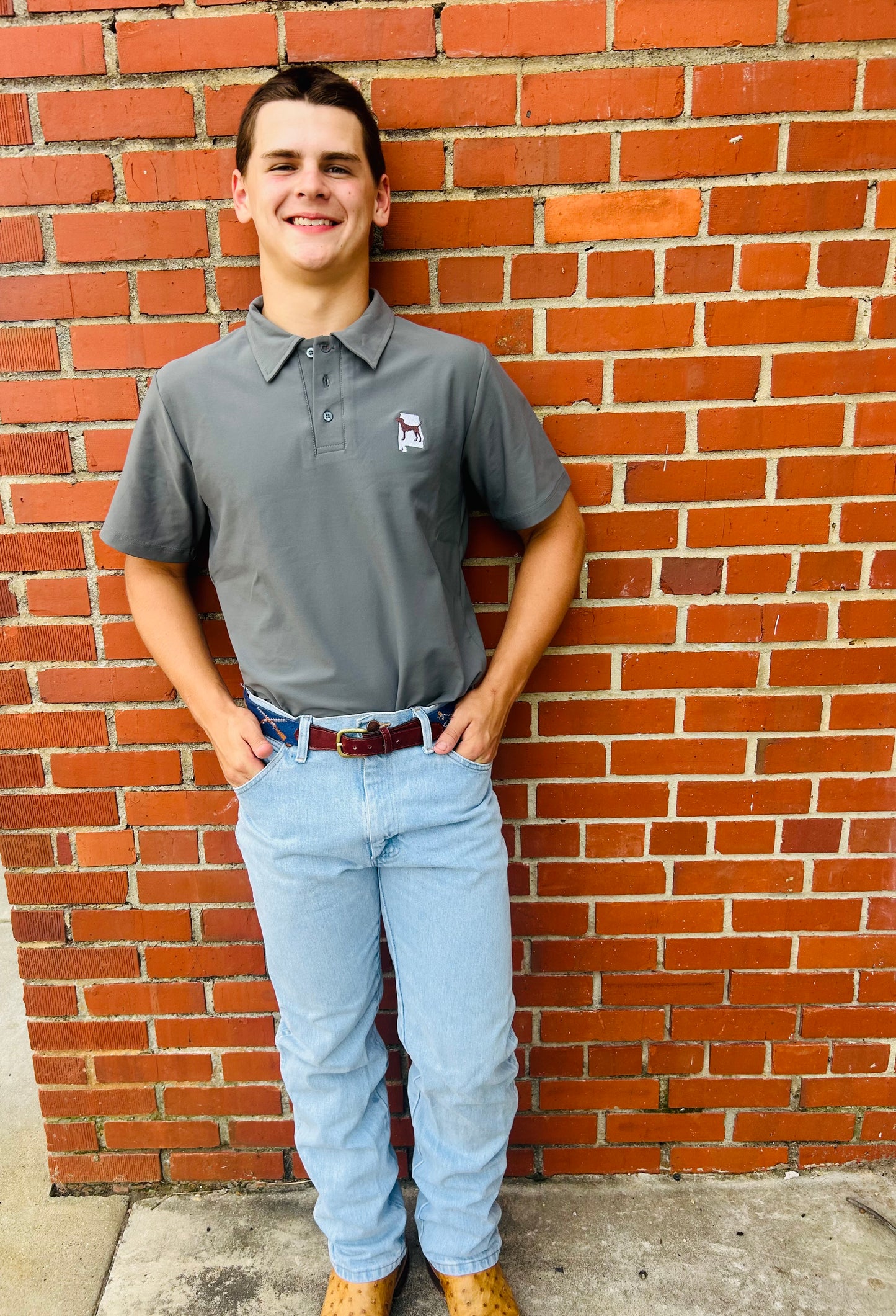 River & Co Custom Polo in Charcoal