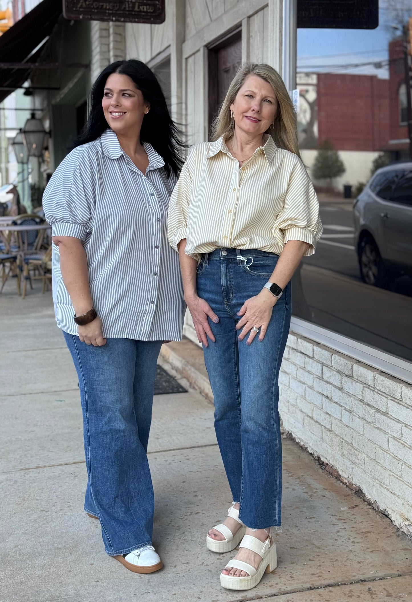 Silver Relaxed Striped Button-Down in Silver