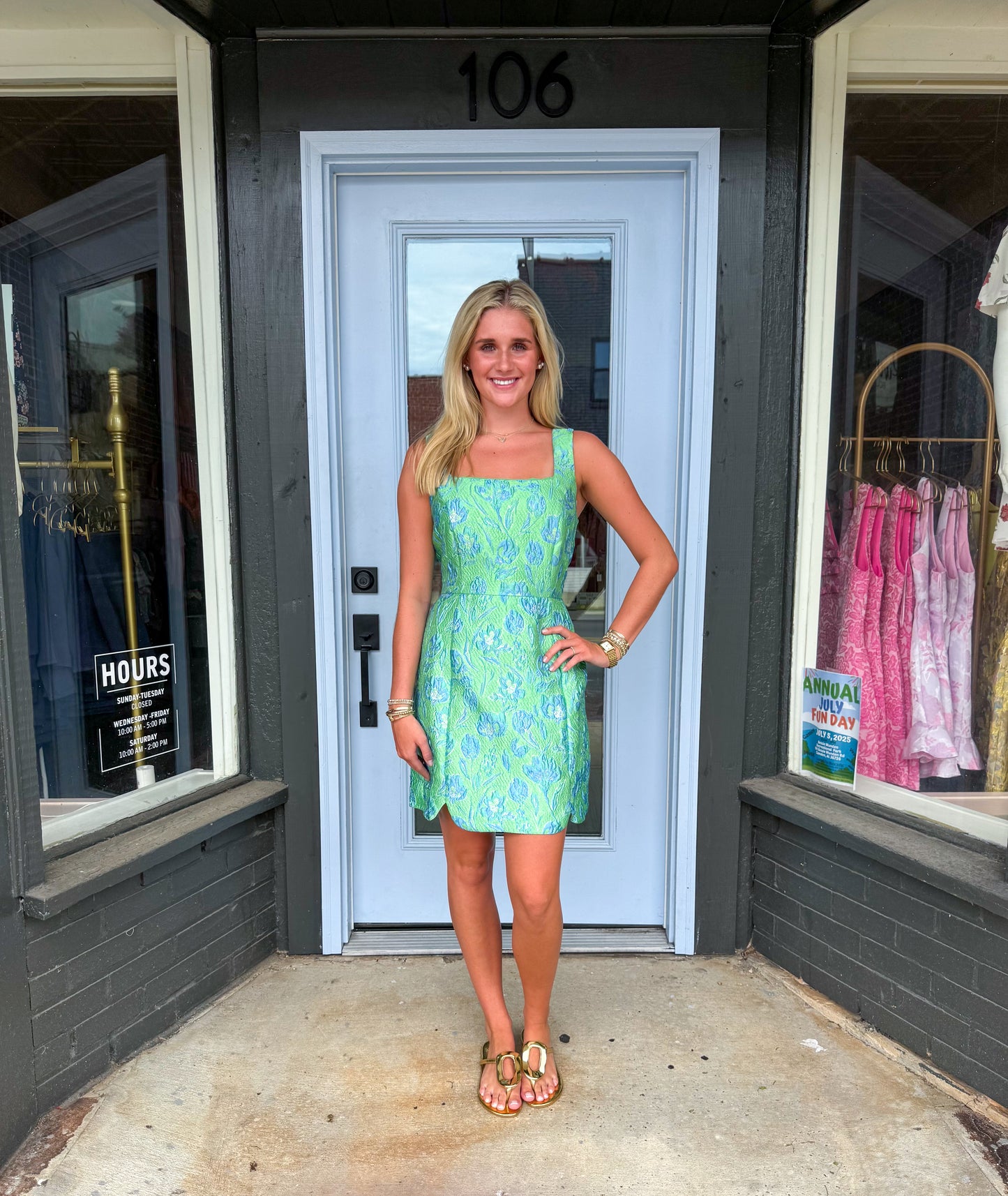 Hadley Mini in Green and Blue Jacquard