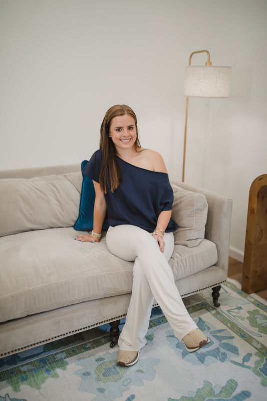 Avery Flare Leggings in White Pearl