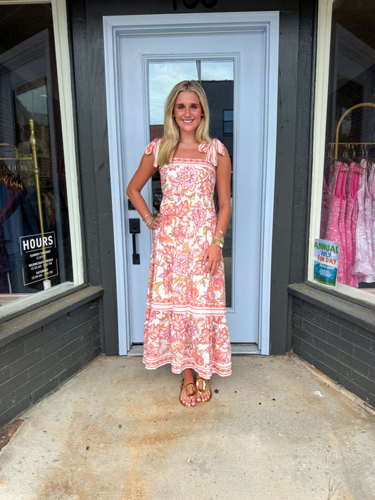 Aggie Midi in Orange Multi