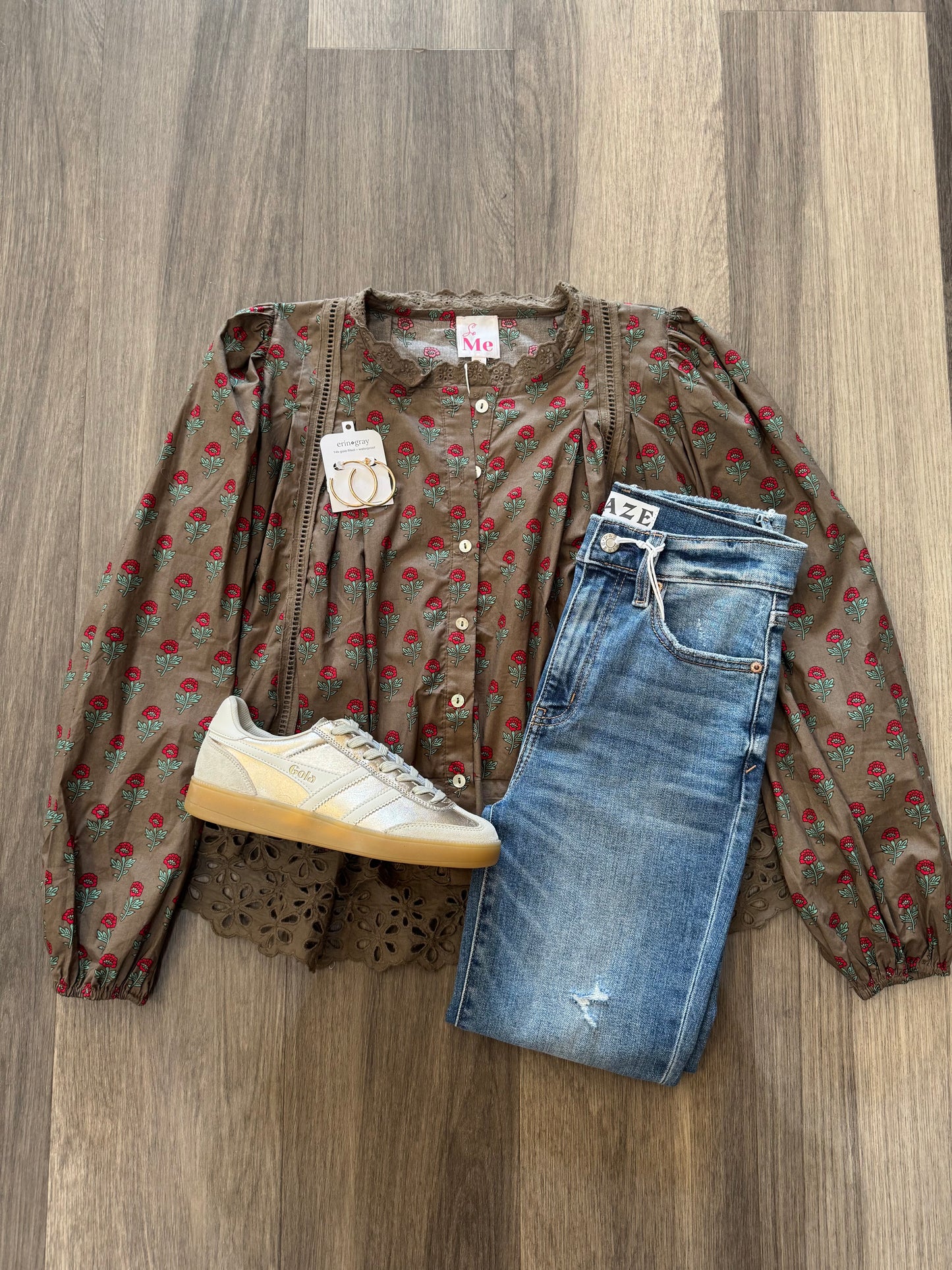 Ellie Top in Brown Floral