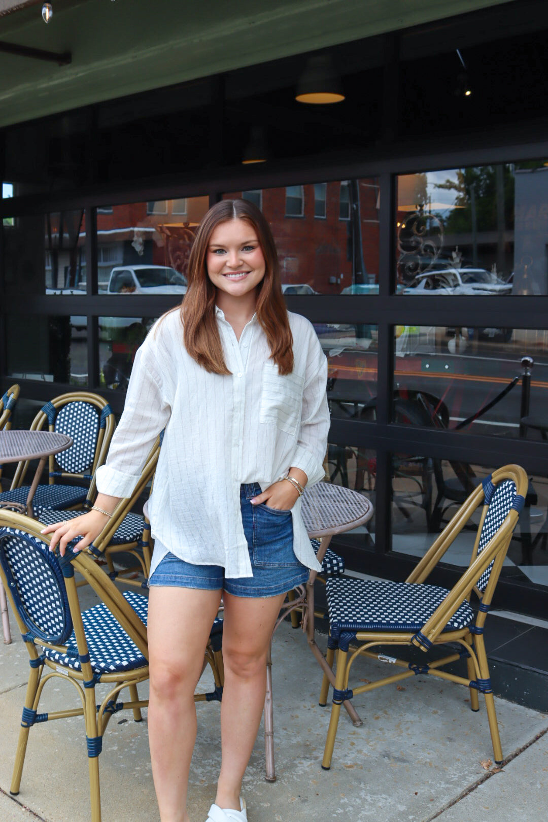 Amanda Striped Top in Ivory