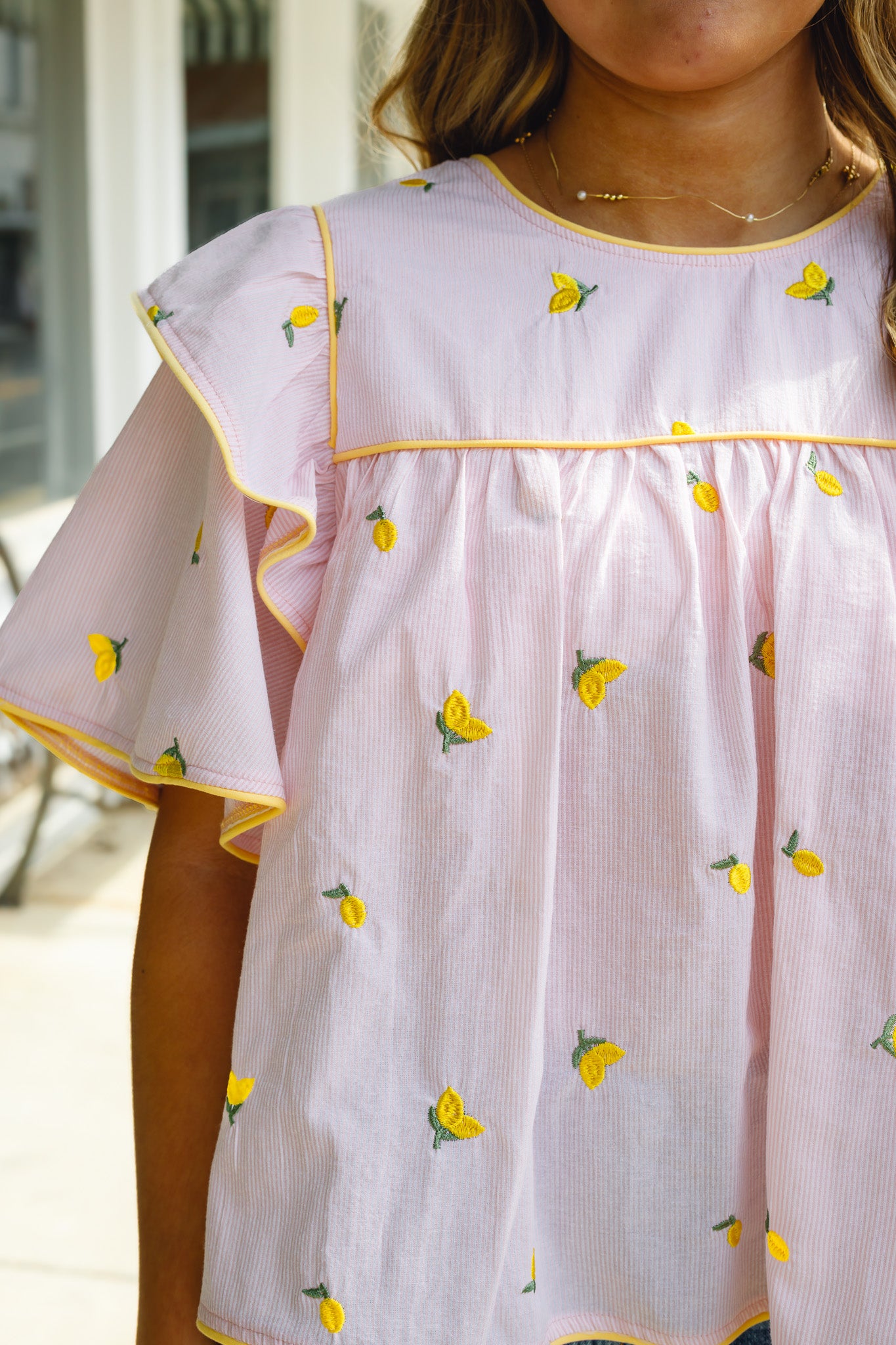 Lemon Embroidered Top