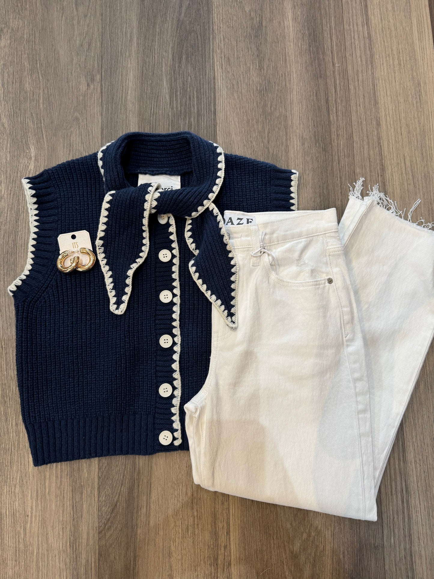 Coastal Grandma Sweater in Navy