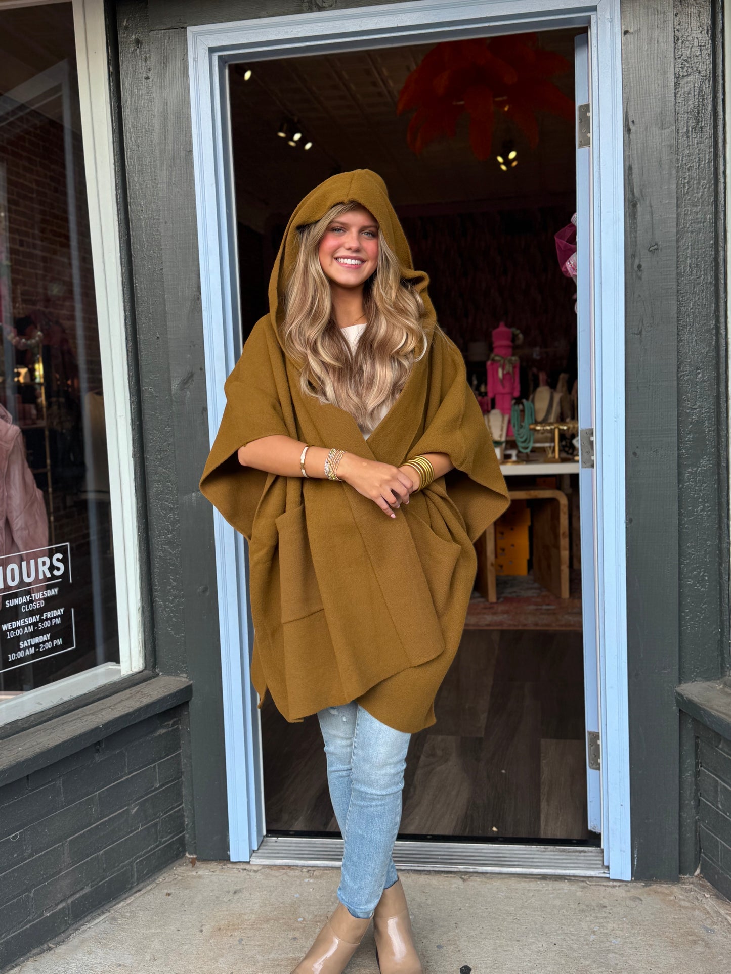 Millie Hooded Cardigan in Camel