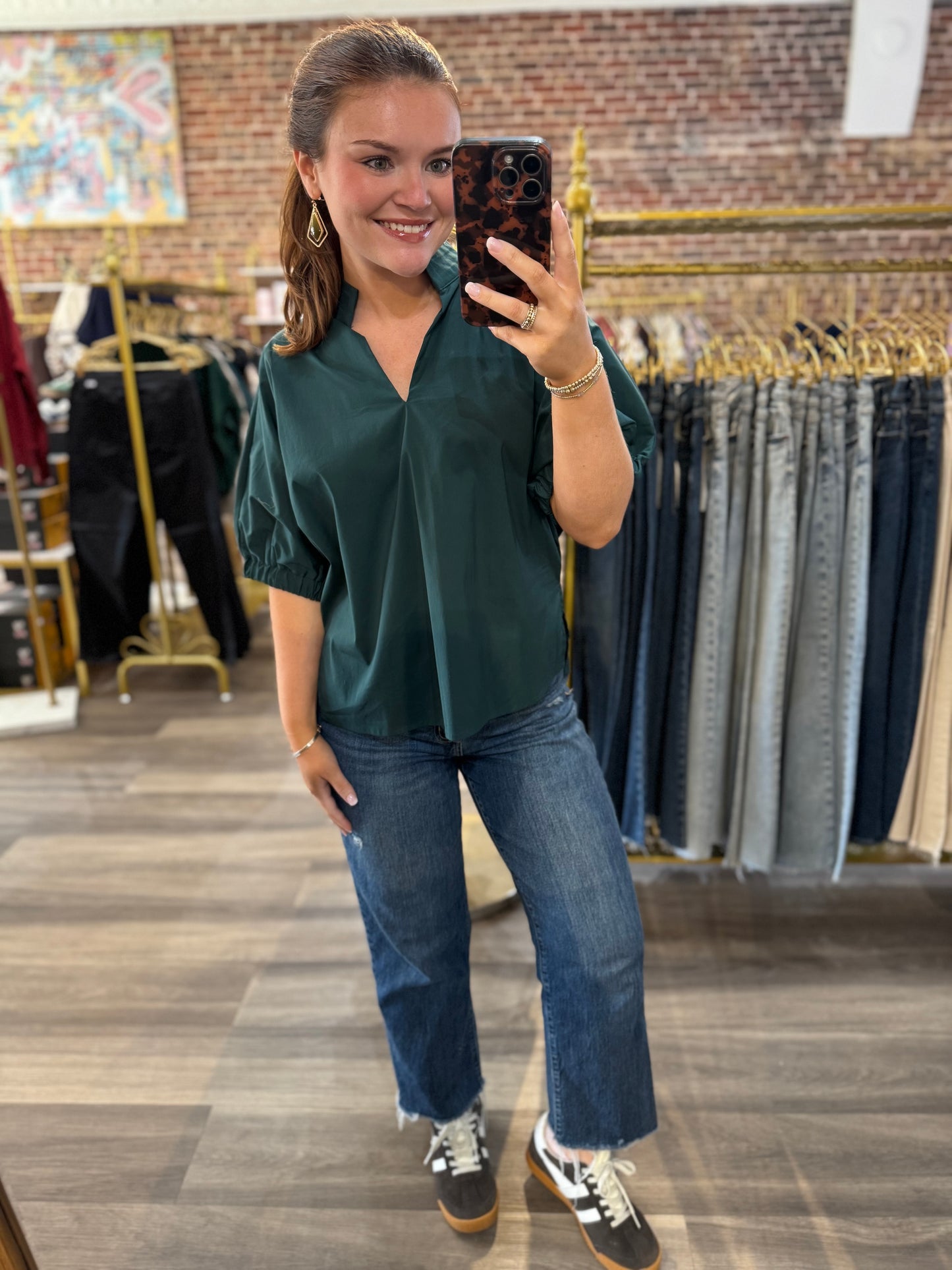 Savannah Top in Hunter Green
