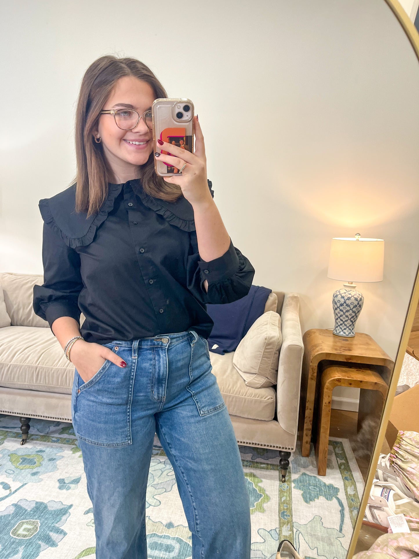 Daphne Button Down in Black