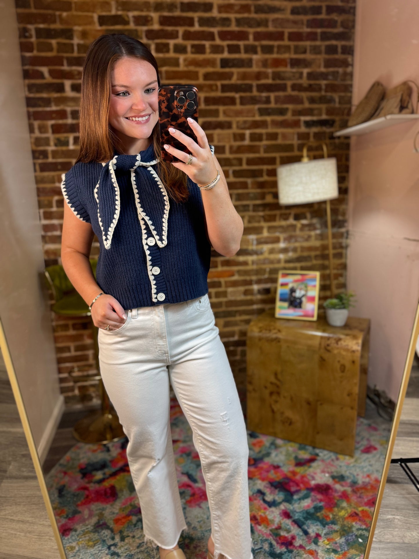 Coastal Grandma Sweater in Navy