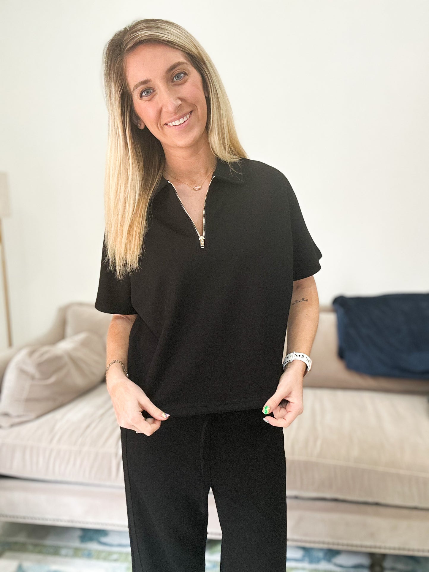 Libby Quarter Zip Top in Black