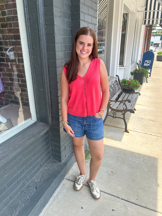 Chloe Sweater Tank in Guava