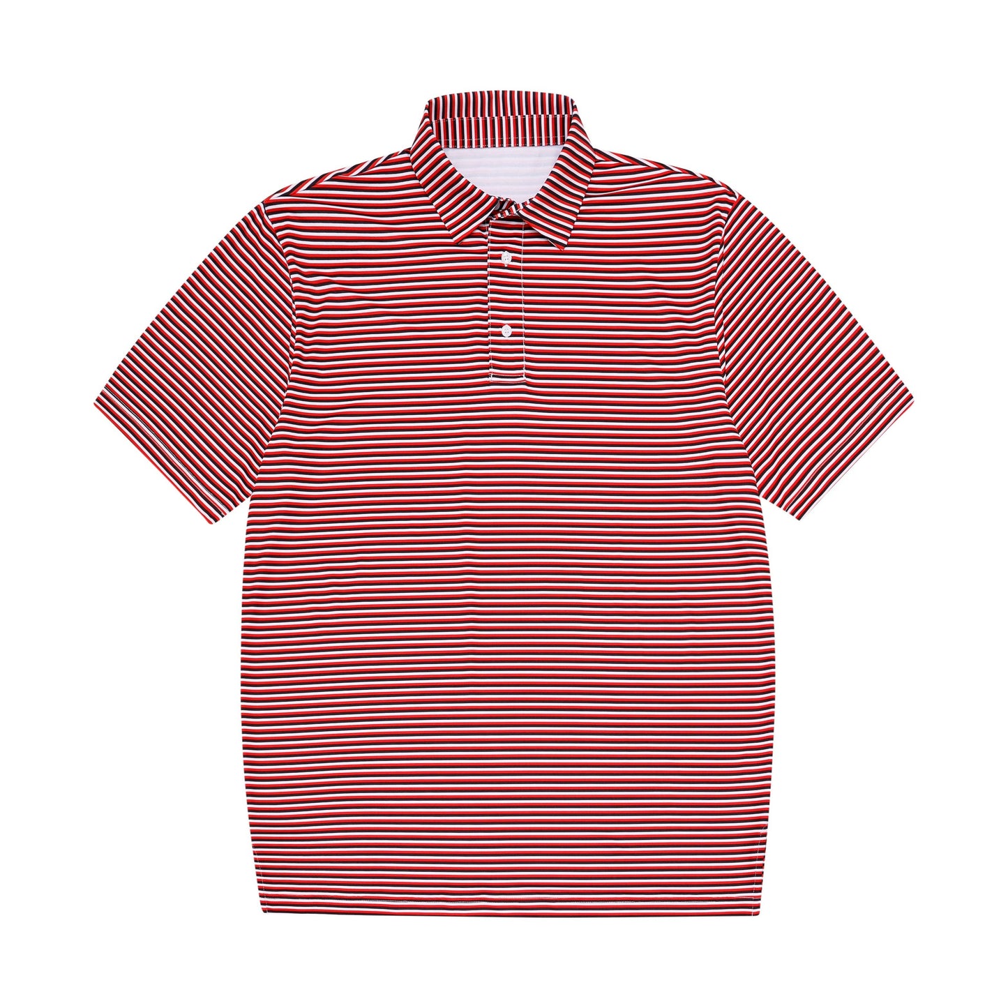 Red, Black & White Stripe Polo: Large