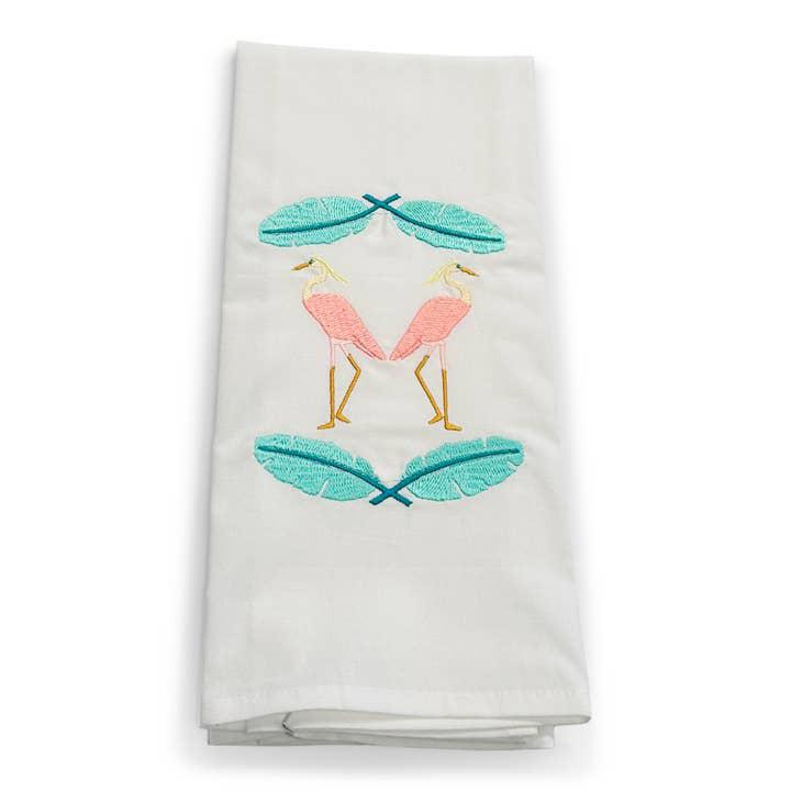 Herons & Palm Fronds Tea Towel