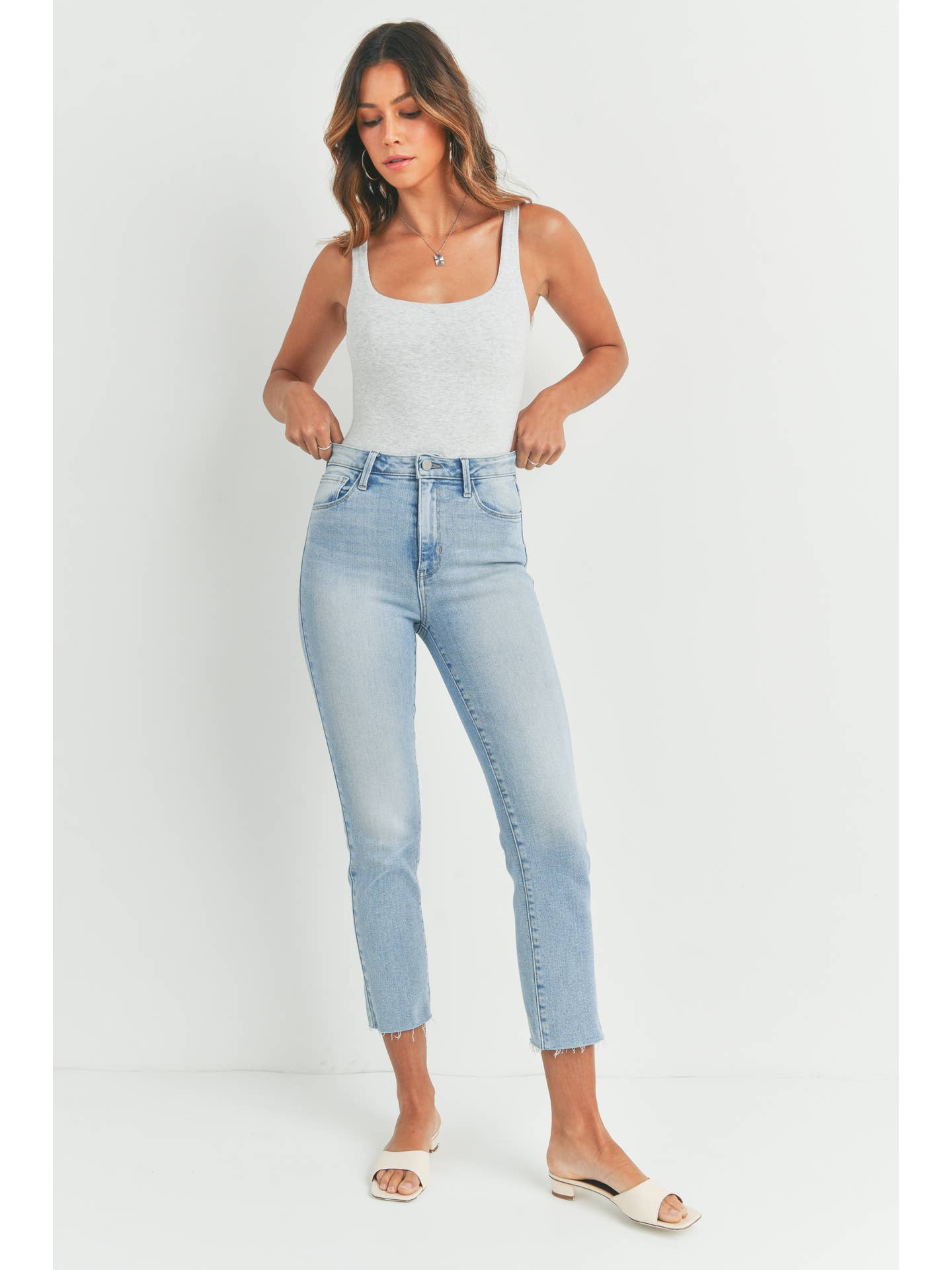 Slim Wide Leg in Medium Denim