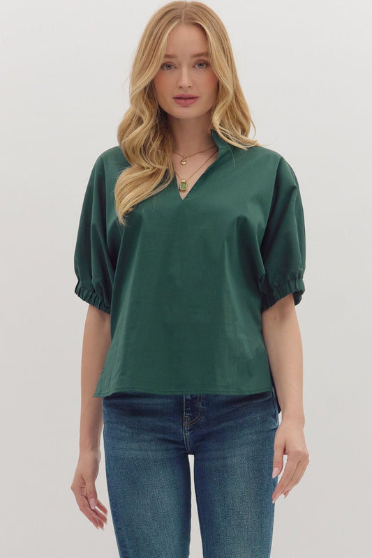 Savannah Top in Hunter Green