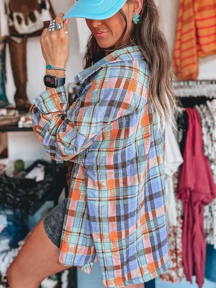 Oversized Plaid Button Down