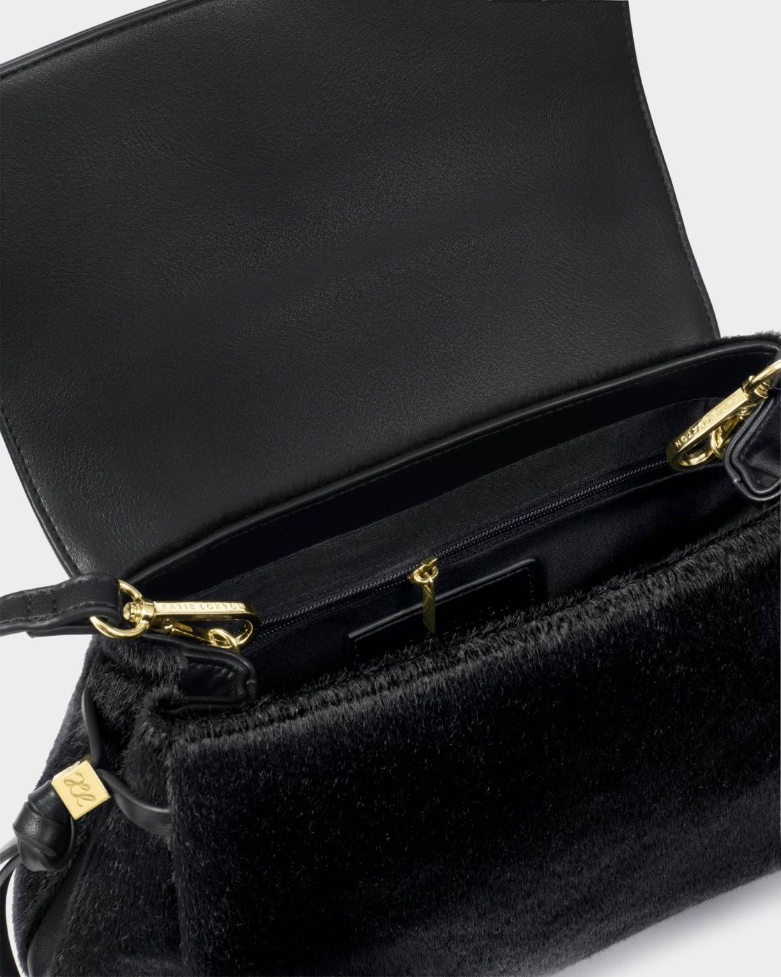 KL: Alyssa Top Handle Purse in Black Faux Pony