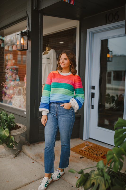 Taylor Sweater in Rainbow Stripe