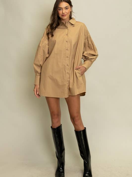 Addison Shirt Dress in Mocha