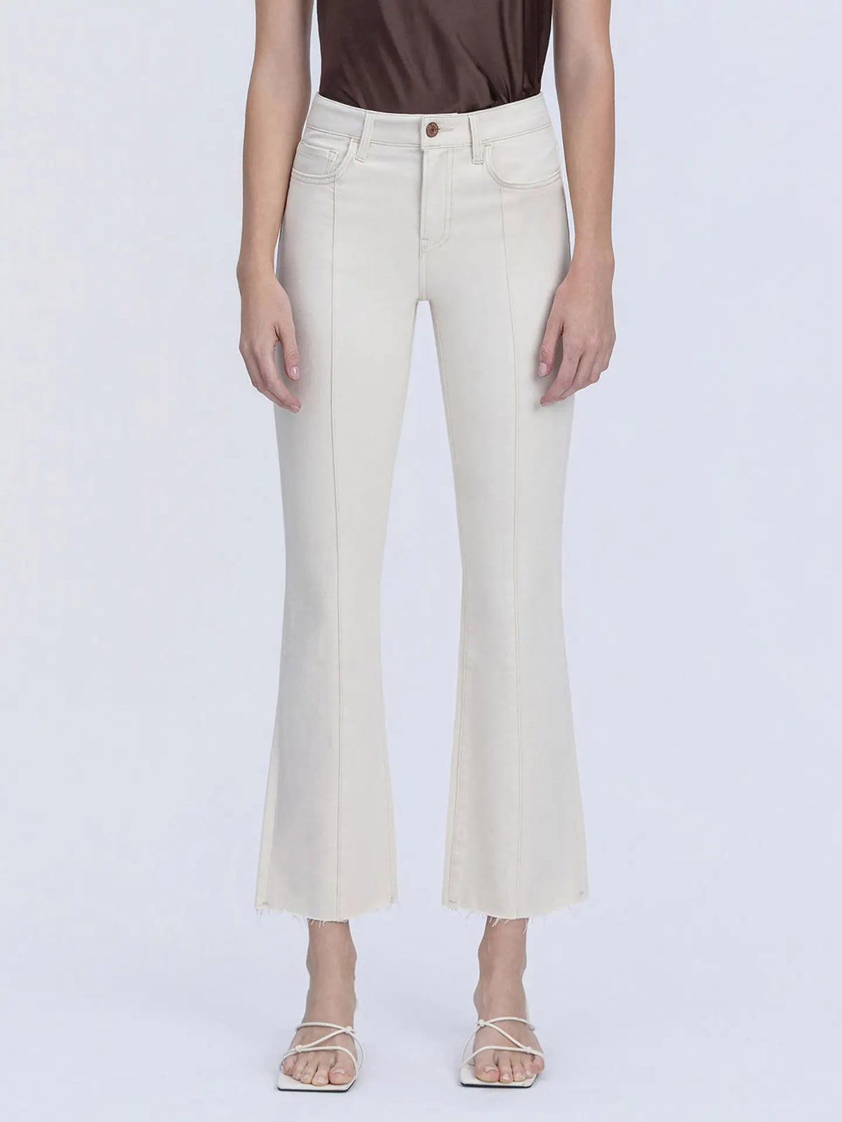Vervet: Pintuck Ankle Bootcut Jeans in Natural