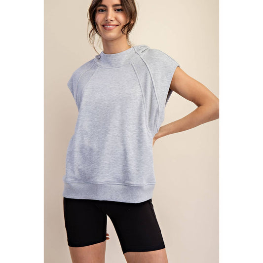 Erin Sleeveless Hoodie in Heather Grey