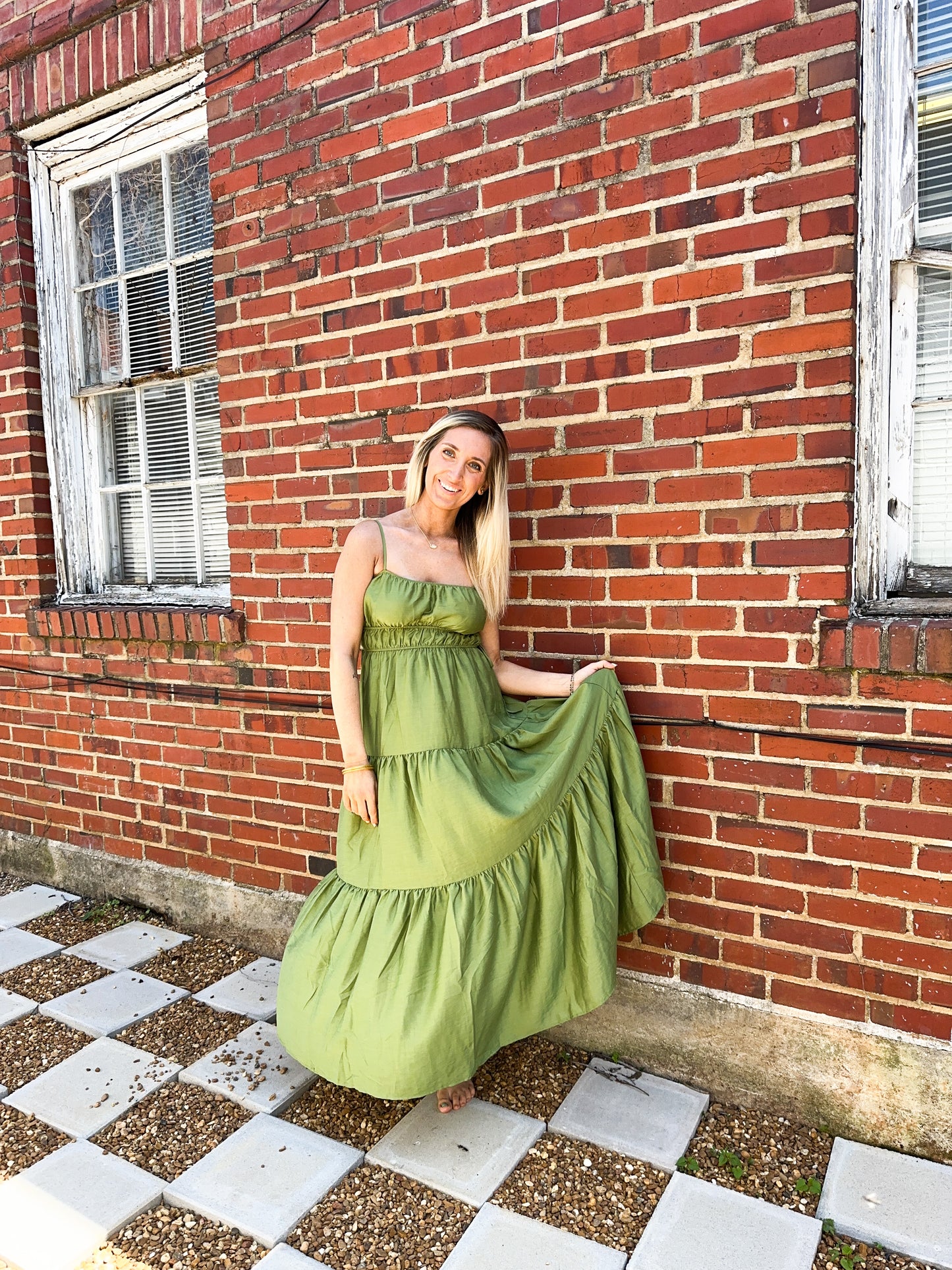 Allie Midi Dress in Olive