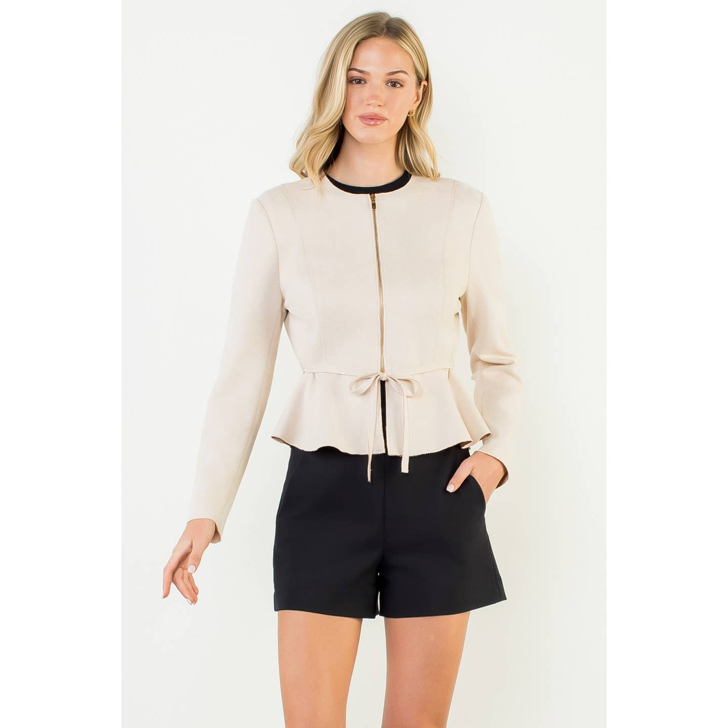 Brooke Suede Jacket in Cream