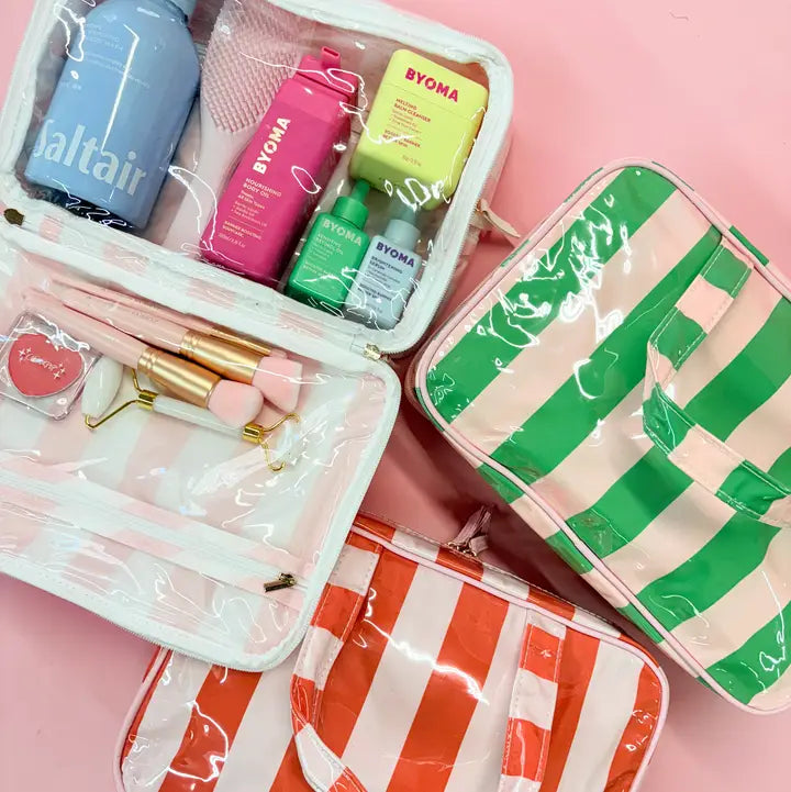 Gloss & Go - Colorful Stripe Wipeable Travel Cosmetic Case