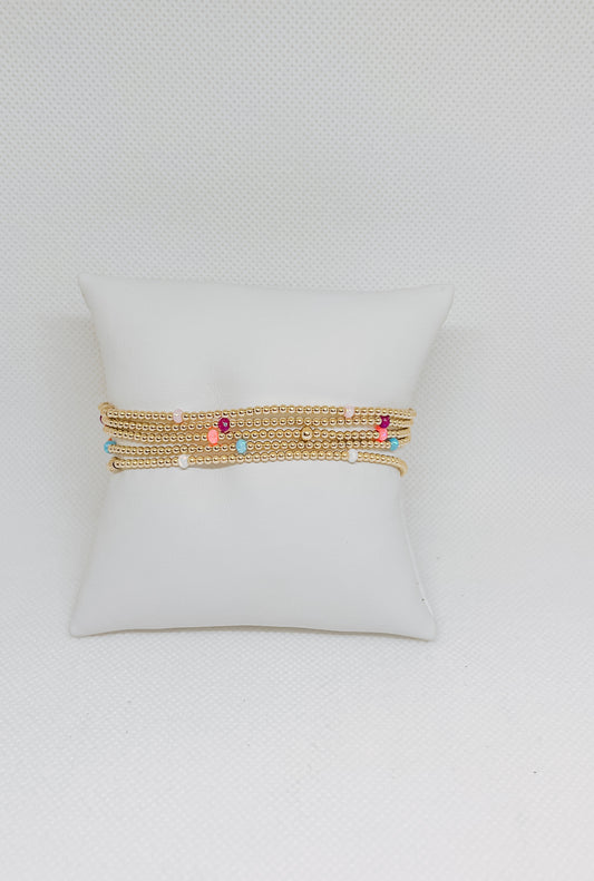 Gold and colorful bead bracelets