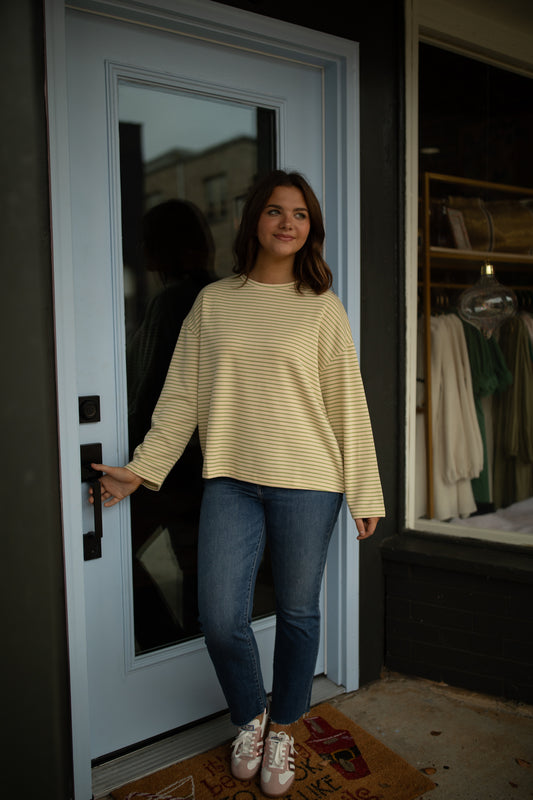 Alex Stripe Top in Lime