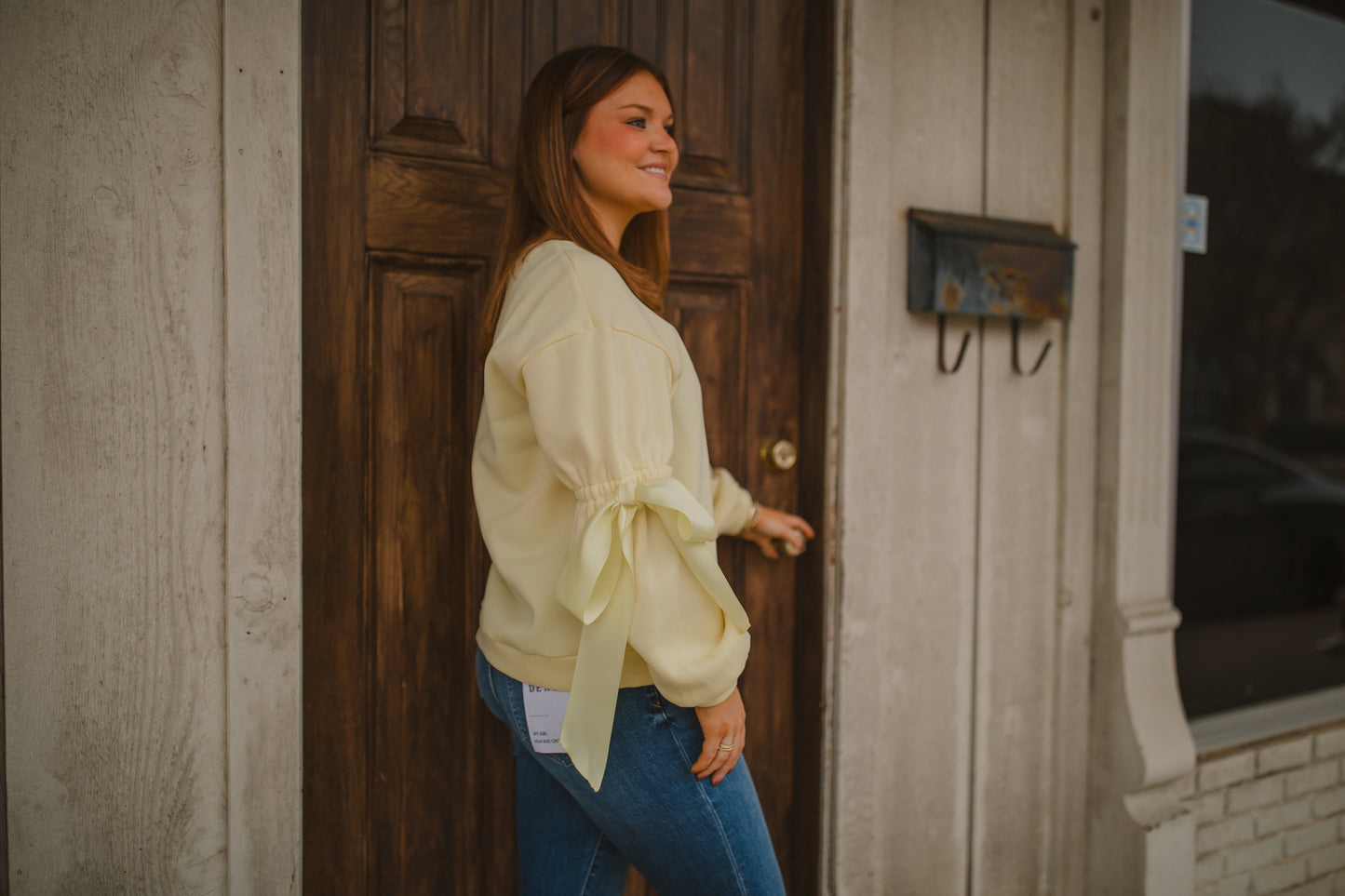 Mary Bow Sweatshirt in Yellow