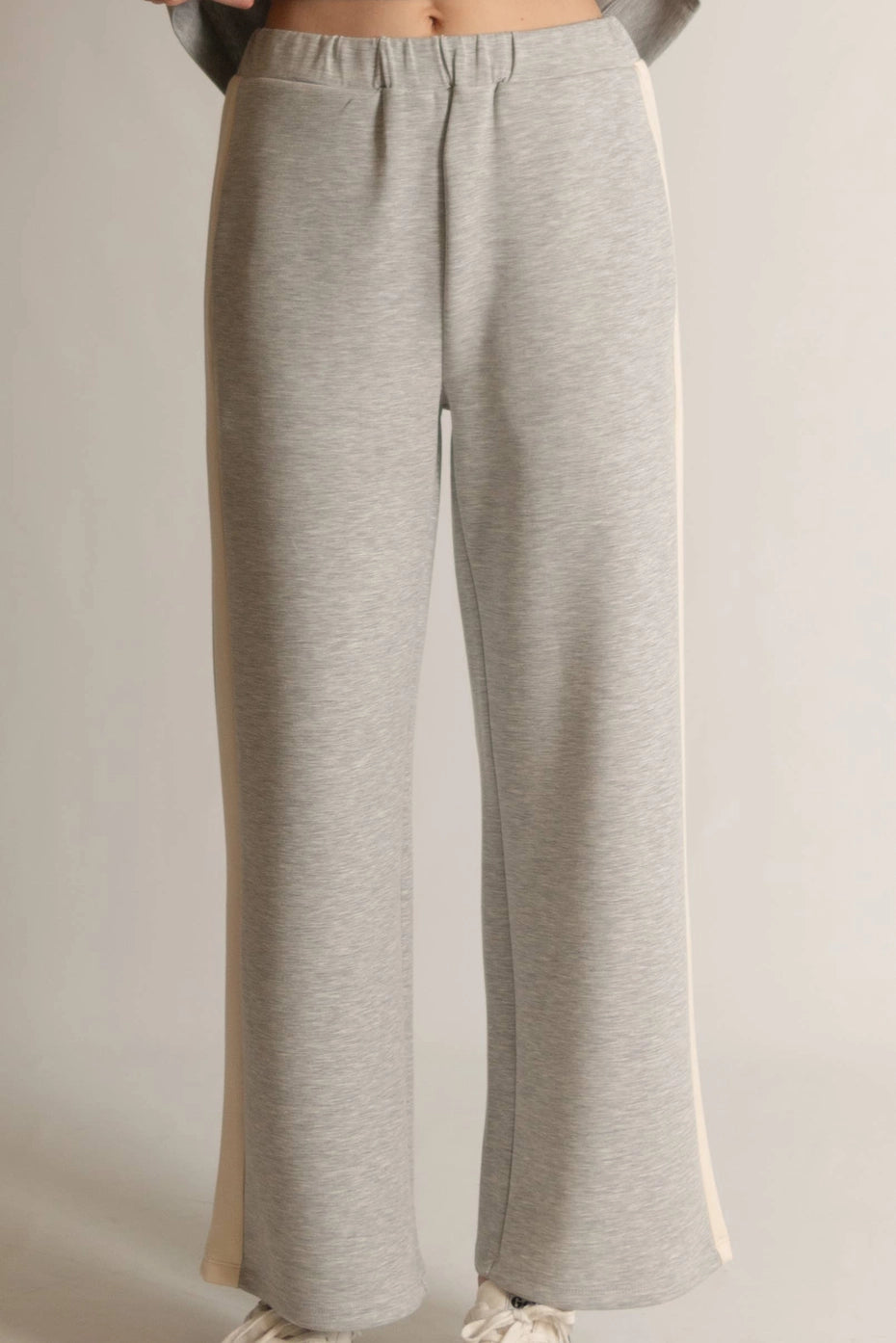 P. CILL Butter Modal Side Stripe Wide Leg Pants in H.Grey