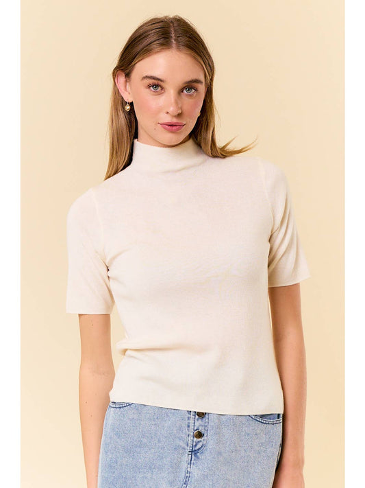 Caroline Mock Neck in Cream